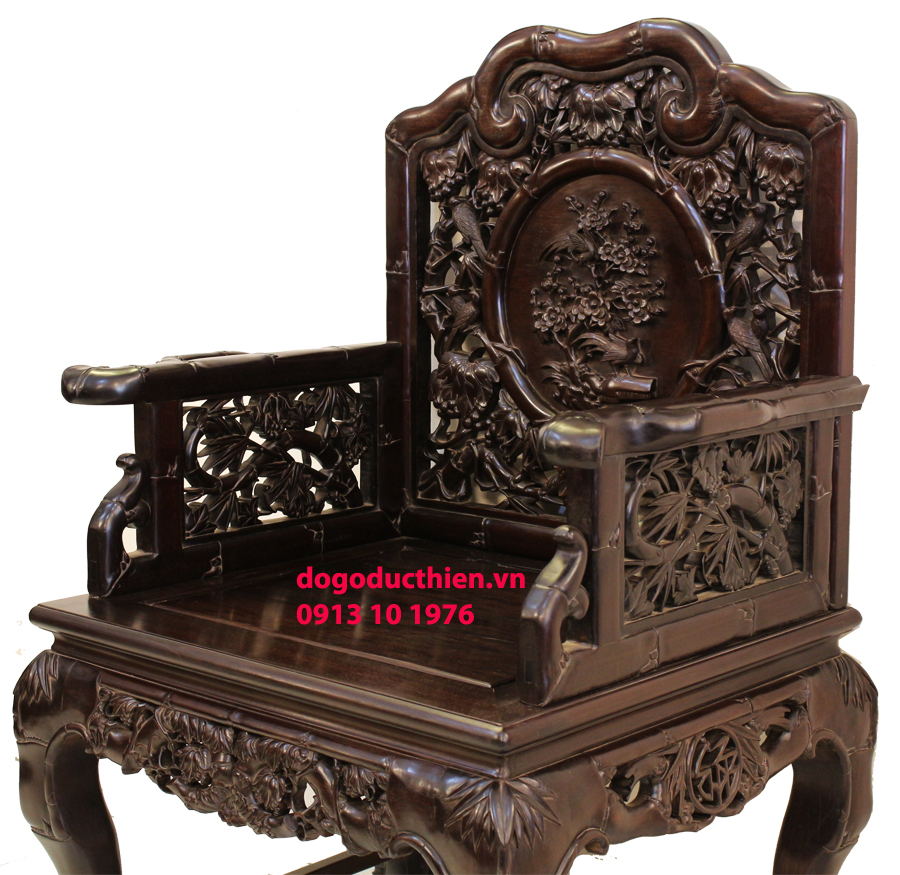 Bộ bàn ghế trường kỷ Trúc Nho 02 - Tuyệt Kỹ Chạm Khắc Gỗ