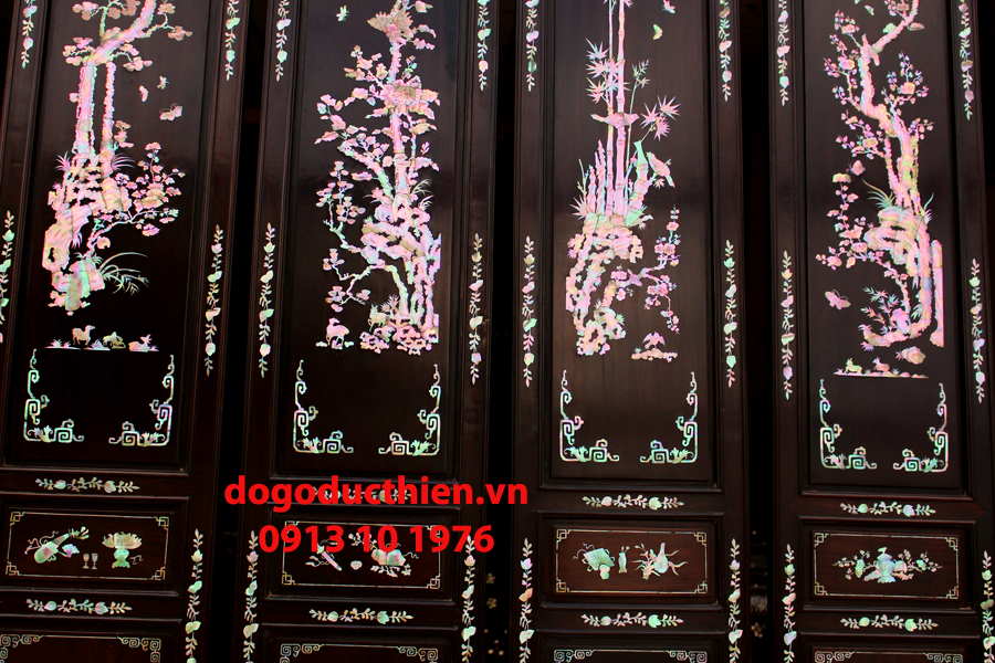 Tranh Tứ Quý Cẩn Ốc Đỏ Lửa Hàng Hiếm